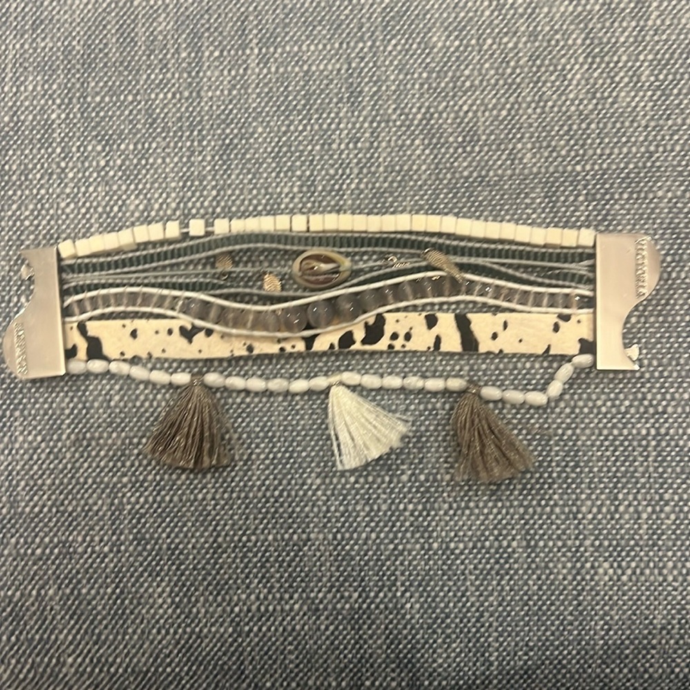 Victoria Emerson Cow Hide Print Cuff Bracelet with Magnetic Closure